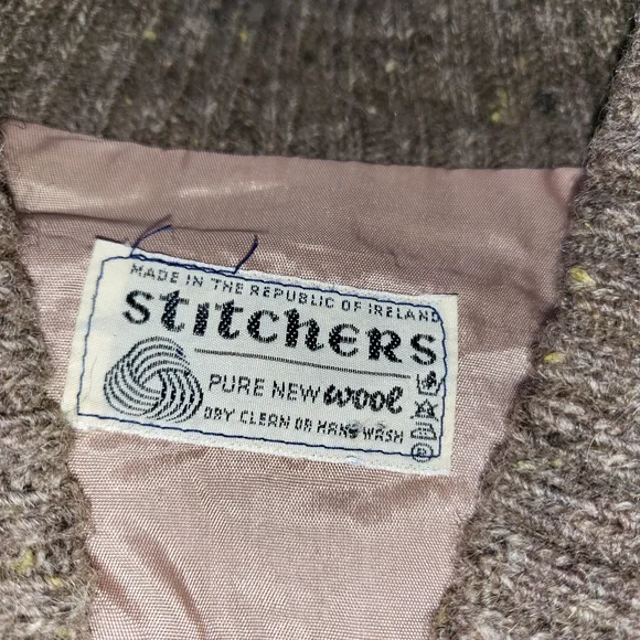 Vintage Irish Wool Patchwork Sweater Coat - Picture 6 of 8